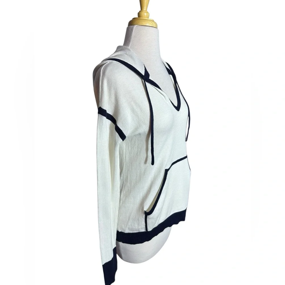 Alashan Cashmere Cotton Knit Long Sleeve V Neckline Hoodie Pullover Swea… - Picture 3 of 11